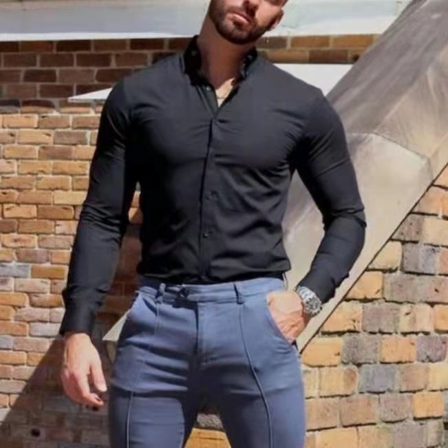 Men's long sleeve shirt with stretchable fit and breathable fabric Lisslune
