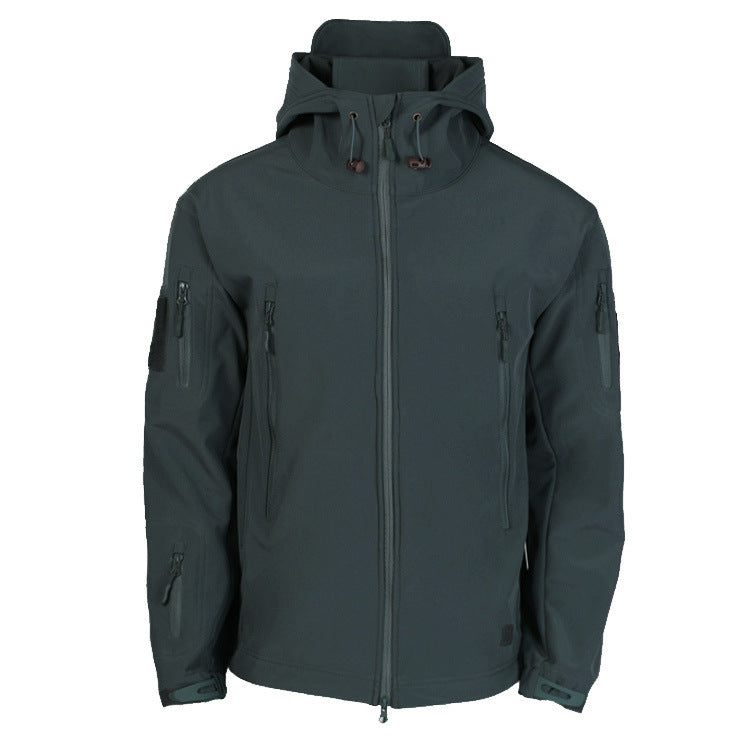 Men's technical softshell jacket with multifunctional pockets and adjustable hood system Lisslune