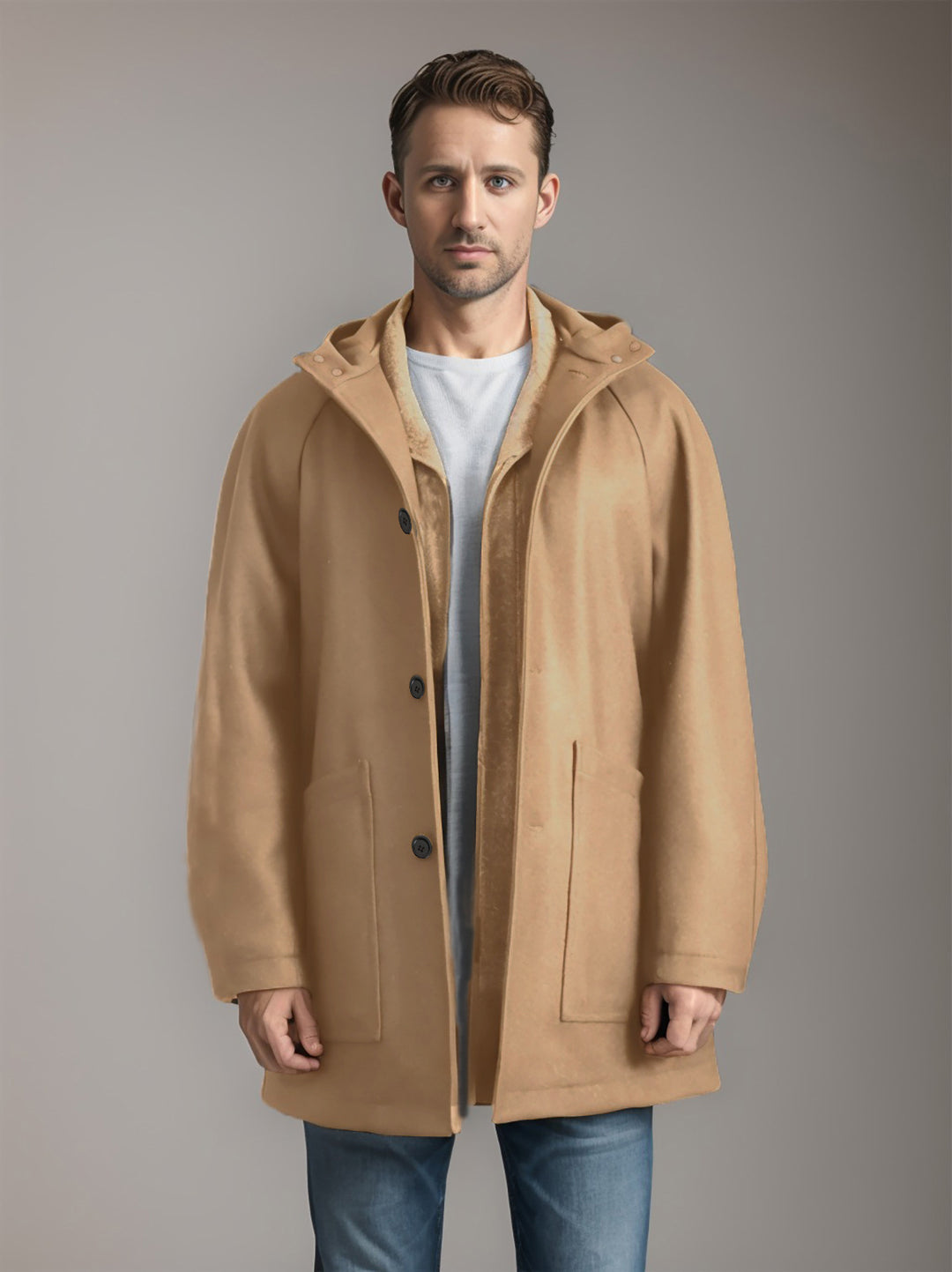 Men's hooded coat made of soft material Lisslune