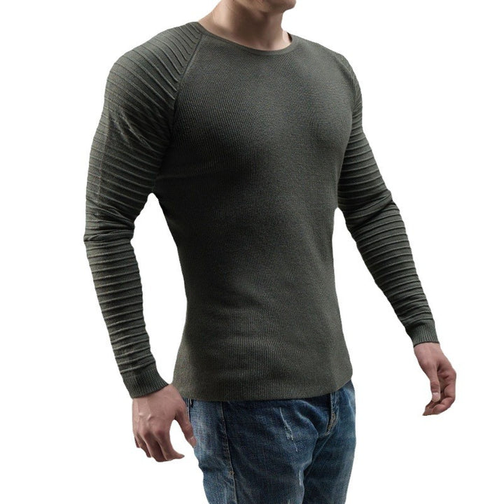 Men's Long Sleeve T-Shirt with Modern Ribbed Structures and Body-Hugging Fit Lisslune