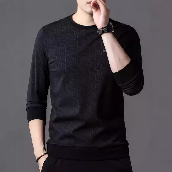 Men's Fashion Long Sleeve Shirt with Elegant Writing Lisslune