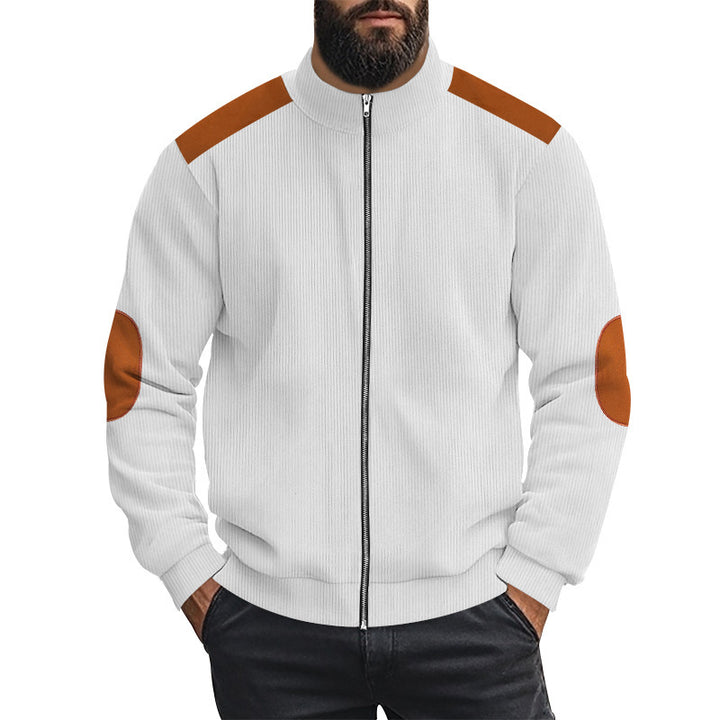 Men's sporty cardigan with contrasting leather appliqués Lisslune