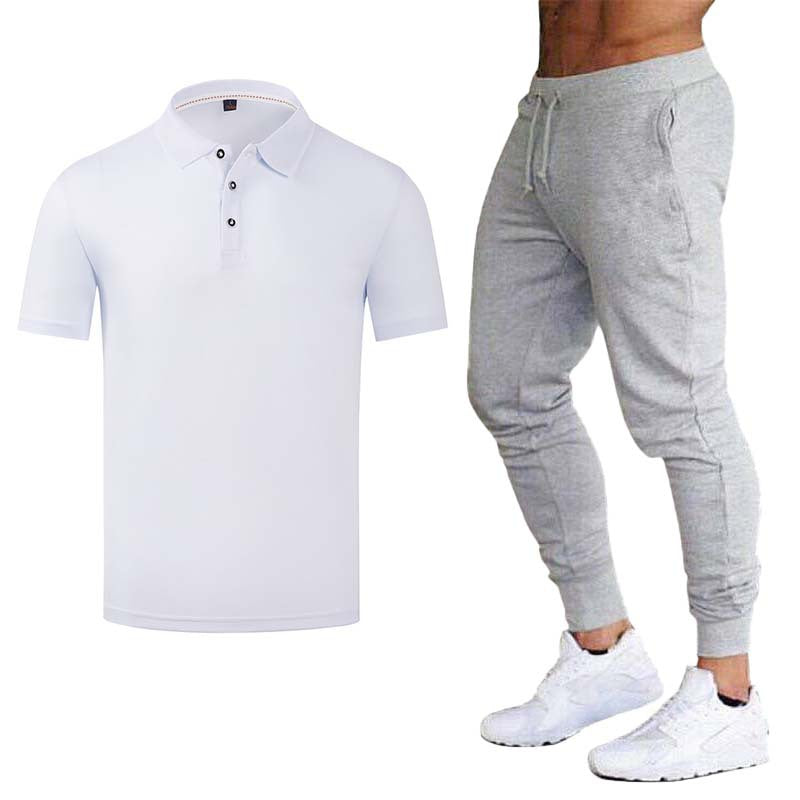 Men's Sporty Polo Shirt with Fashionable Accents and Sweatpants Lisslune