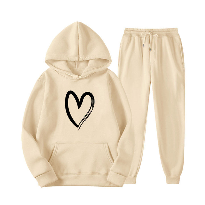 Women's sweatsuit with kangaroo pocket and heart-shaped print Lisslune
