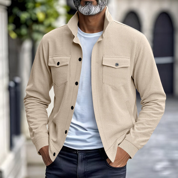 Men's Casual Cord Jacket with Practical Chest Pockets Lisslune