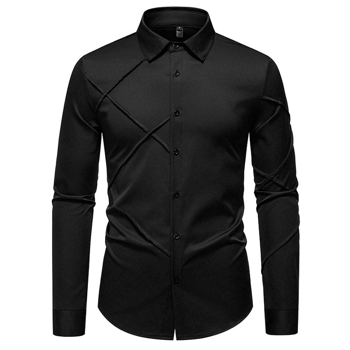 Men's Elegant Shirt with Innovative Cut and Stylish Accents Lisslune