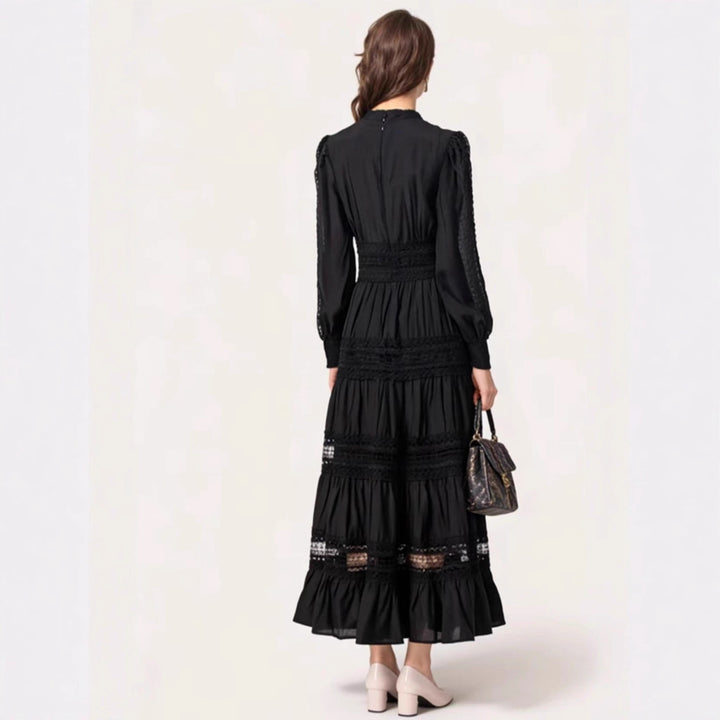 Ladies romantic maxi dress with transparent inserts and ruffle details Lisslune