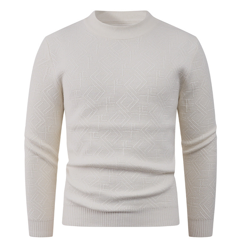 Men's Textured Crew Neck Sweater Lisslune
