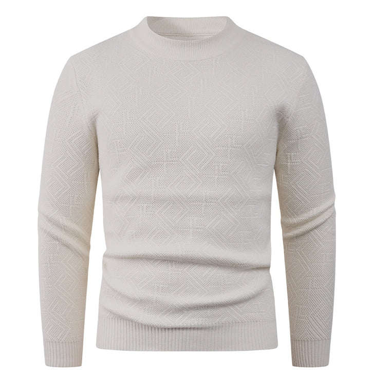 Men's Textured Crew Neck Sweater Lisslune