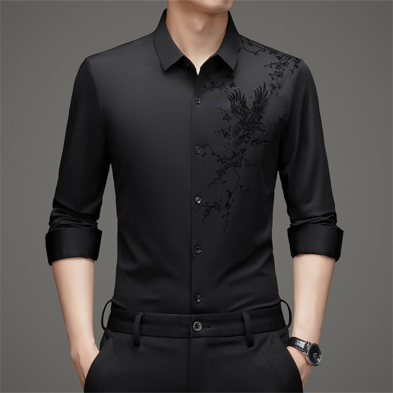Men's long-sleeve shirt with elaborate embroidery design Lisslune