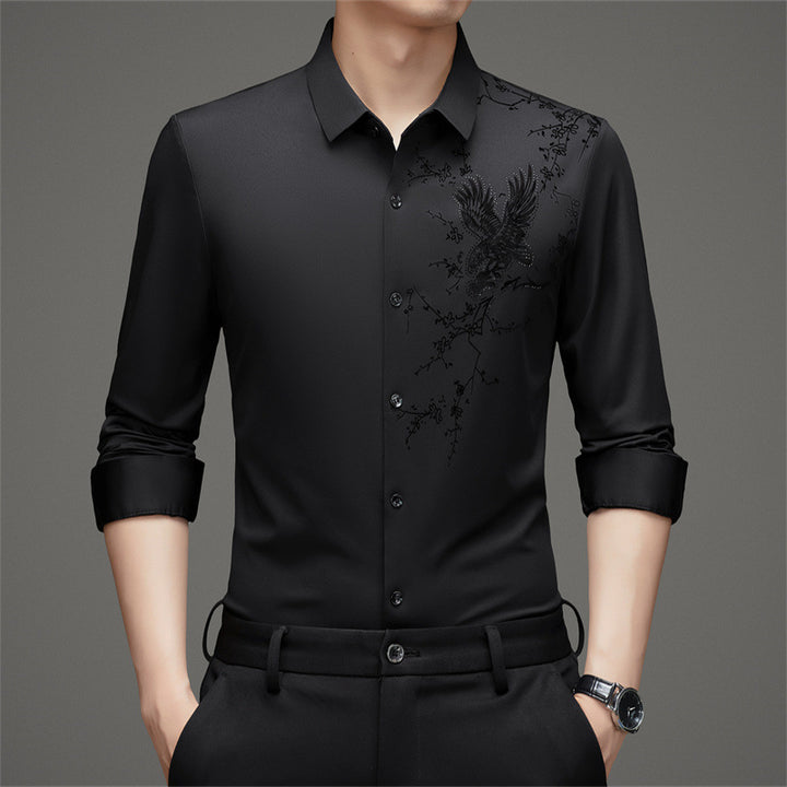 Men's long-sleeve shirt with elaborate embroidery design Lisslune