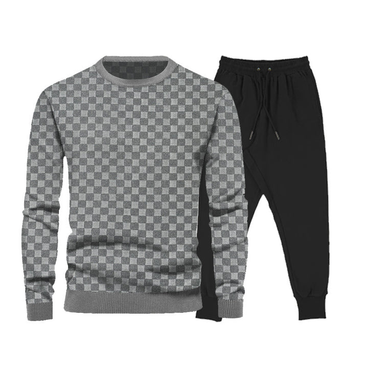 Men's casual sports set with checkered design and elastic waistband Lisslune