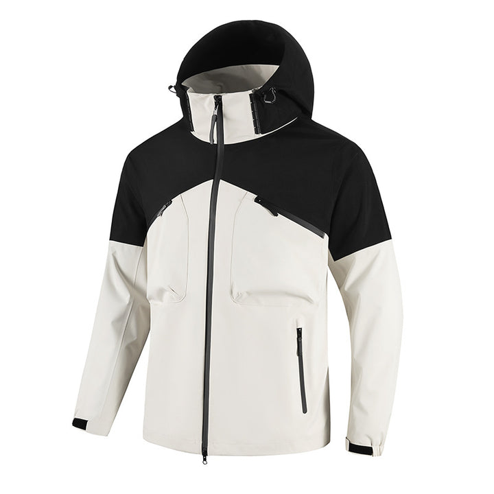 Men's Technical Multifunction Jacket with Water-Repellent Material and Adjustable Hood Collar Lisslune