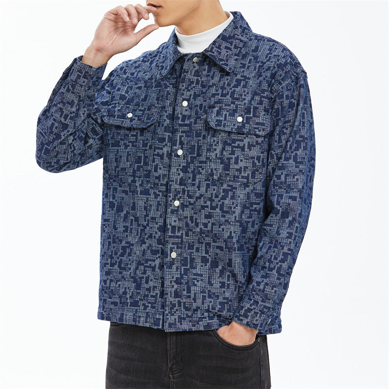 Men's Casual Overshirt Jacket with Modern Pattern Lisslune