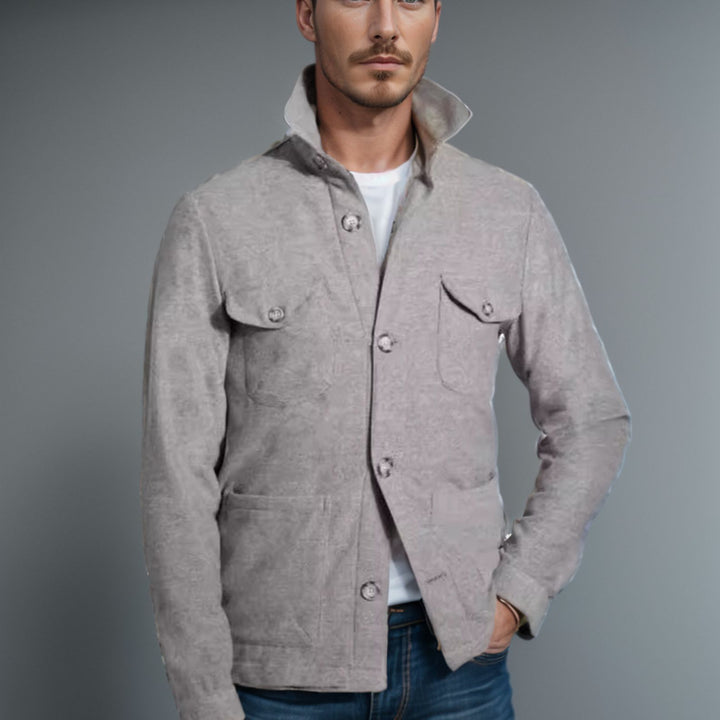 Men's timeless utility jacket with practical pockets and stand-up collar Lisslune