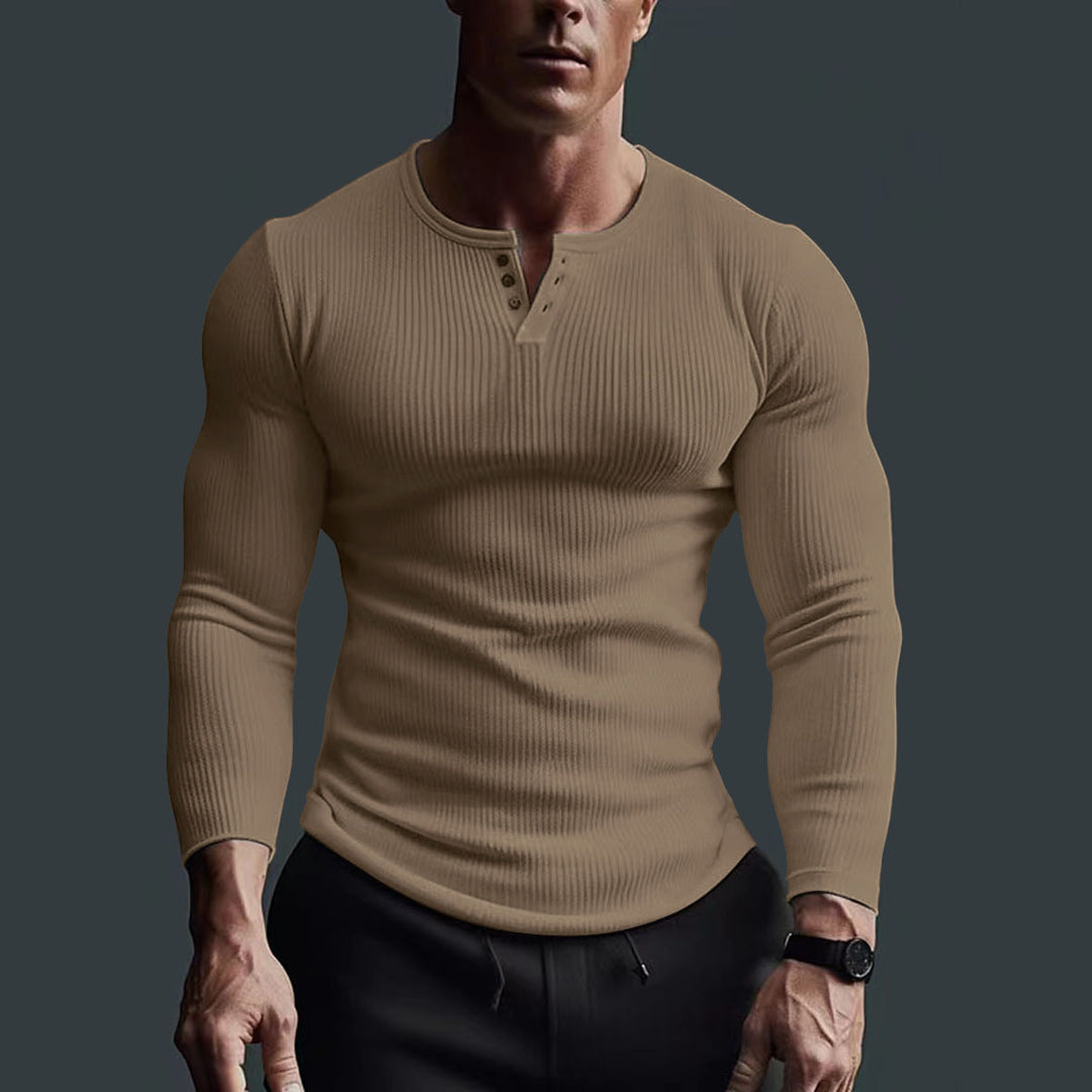 Men's Long Sleeve Button Shirt in Modern Rib Design Lisslune
