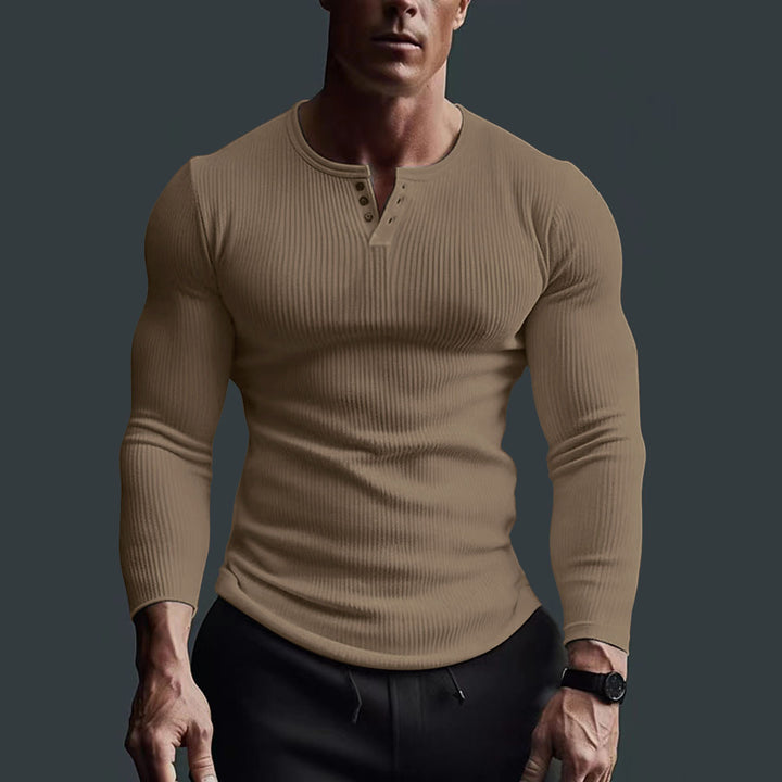 Men's Long Sleeve Button Shirt in Modern Rib Design Lisslune