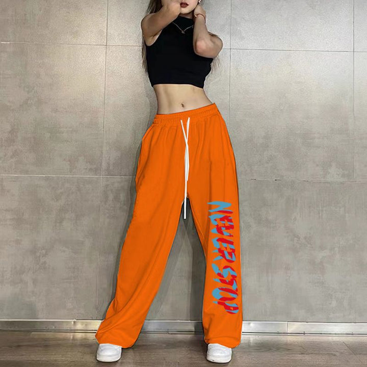 Women’s leisure pants with elastic waistband and creative print Lisslune