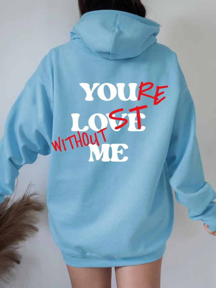Women Oversized Hoodie with Inspirational Print Lisslune