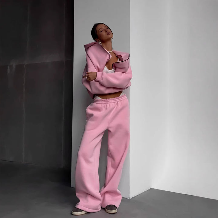 Women Relaxed-Fit Hoodie and Jogging Pants Set Lisslune