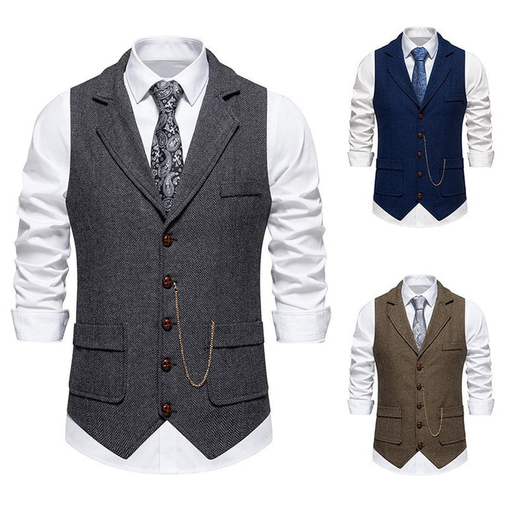 Men's Elegant Waistcoat in Modern Houndstooth Pattern Lisslune