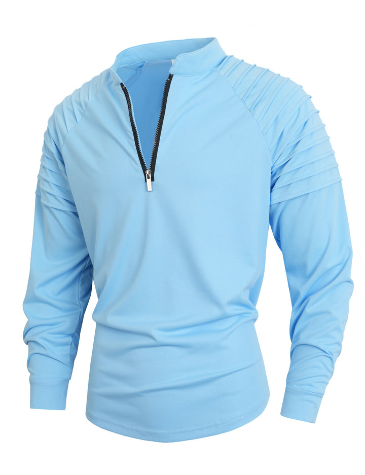 Men's modern long-sleeved sports shirt with zipper and textured design Lisslune