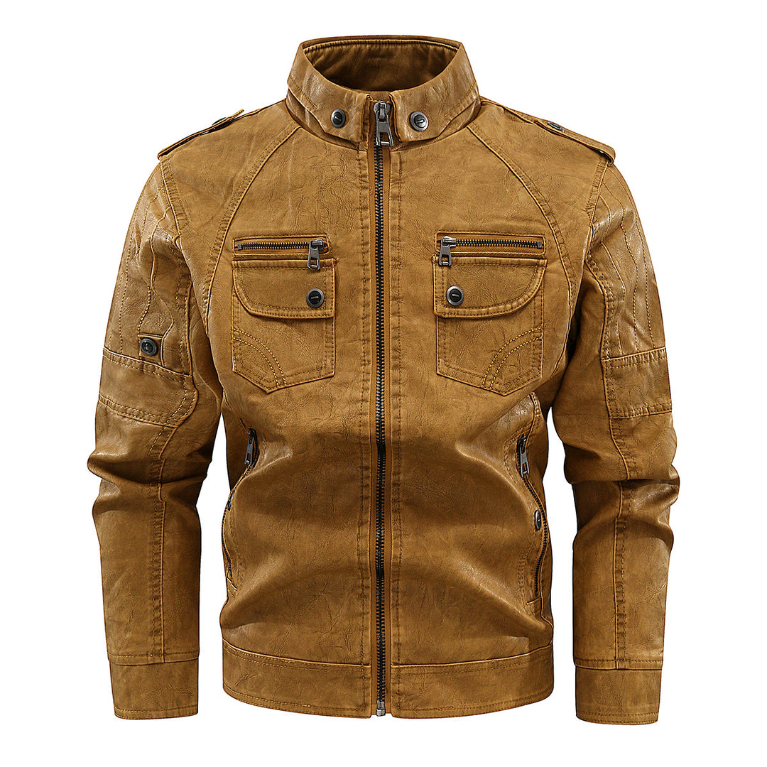Men's stylish biker jacket with practical pockets and high collar Lisslune