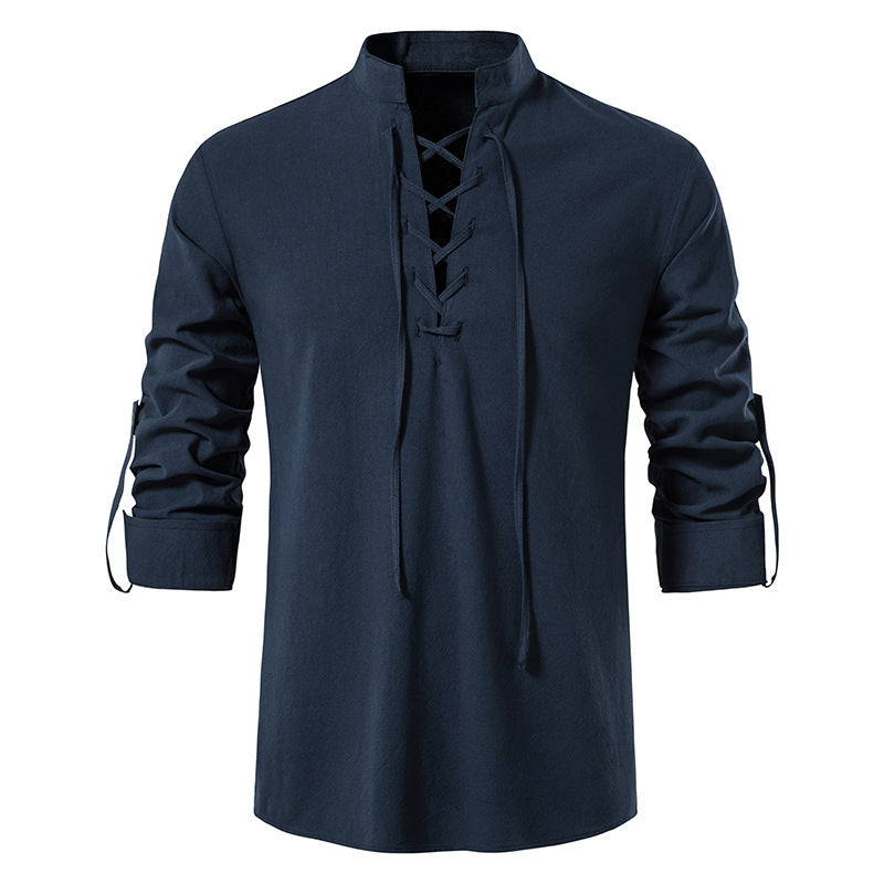 Men's long sleeve shirt with decorative lacing element Lisslune