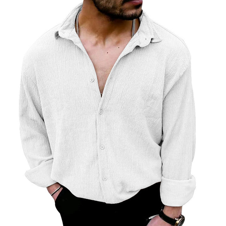 Men's timeless long-sleeve shirt with textured upper material and modern collar Lisslune