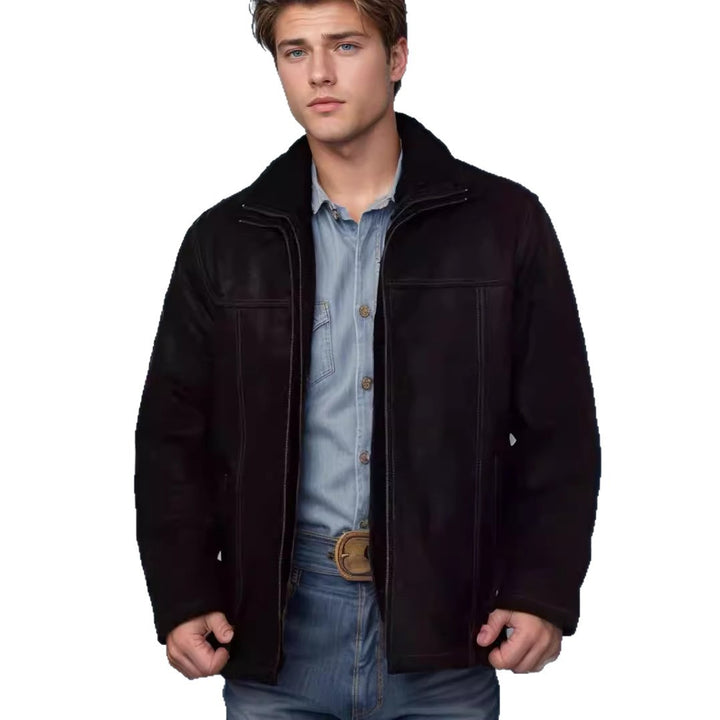 Men's versatile and robust suede jacket with functional pockets Lisslune