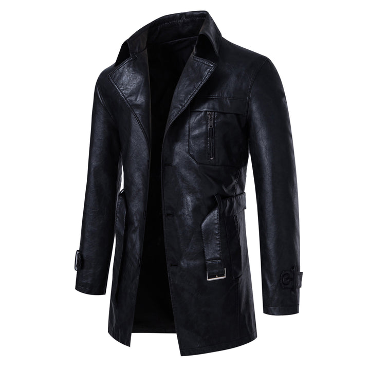 Men's stylish synthetic leather jacket with side zipper and stylish stand-up collar Lisslune