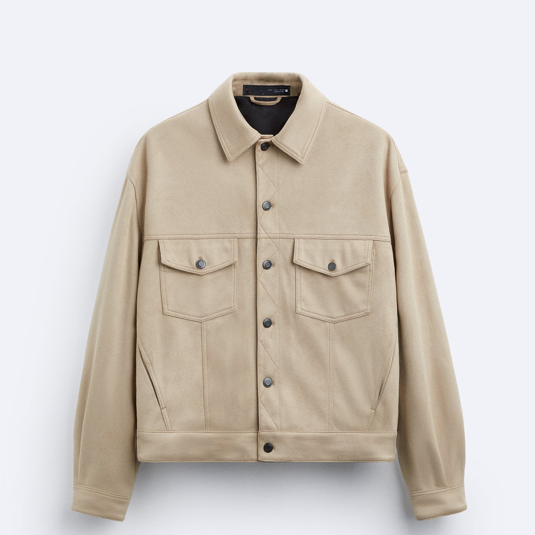 Men's casual suede jacket with practical chest pockets and modern cut Lisslune