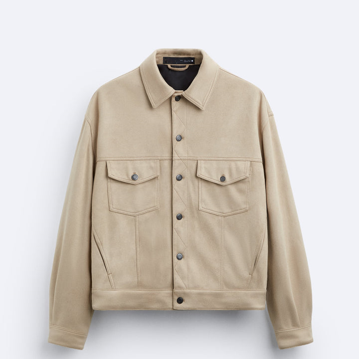 Men's casual suede jacket with practical chest pockets and modern cut Lisslune