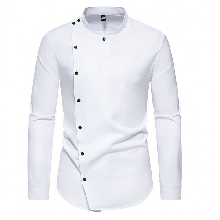 Men's long sleeve shirt with modern button design and stand-up collar Lisslune