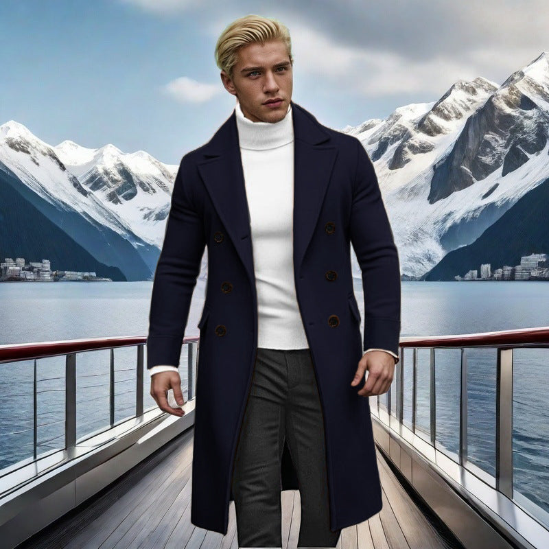 Men's elegant double-button coat with high collar Lisslune