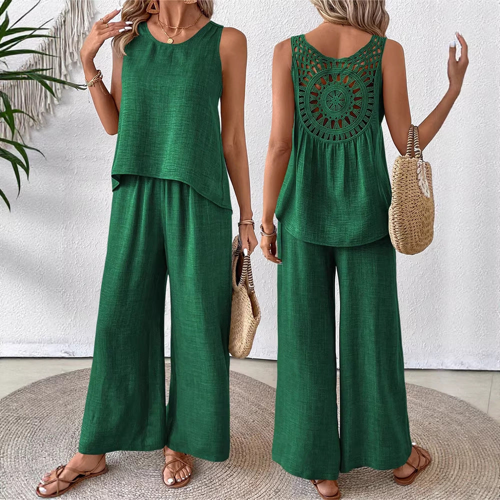Women's airy summer set with crocheted back and loose fit Lisslune