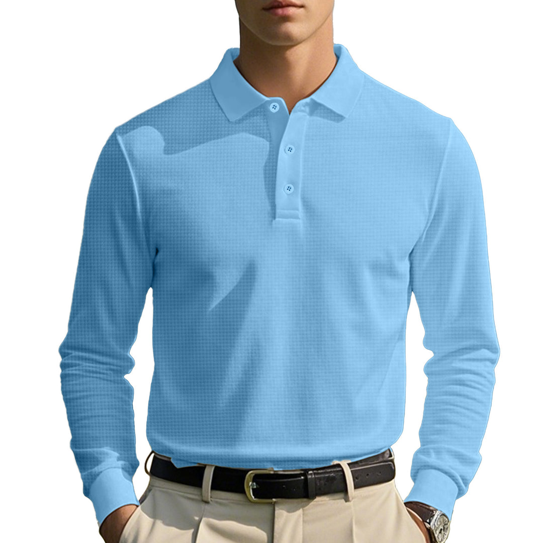 Men's long-sleeved polo shirt with breathable structure and classic cut Lisslune