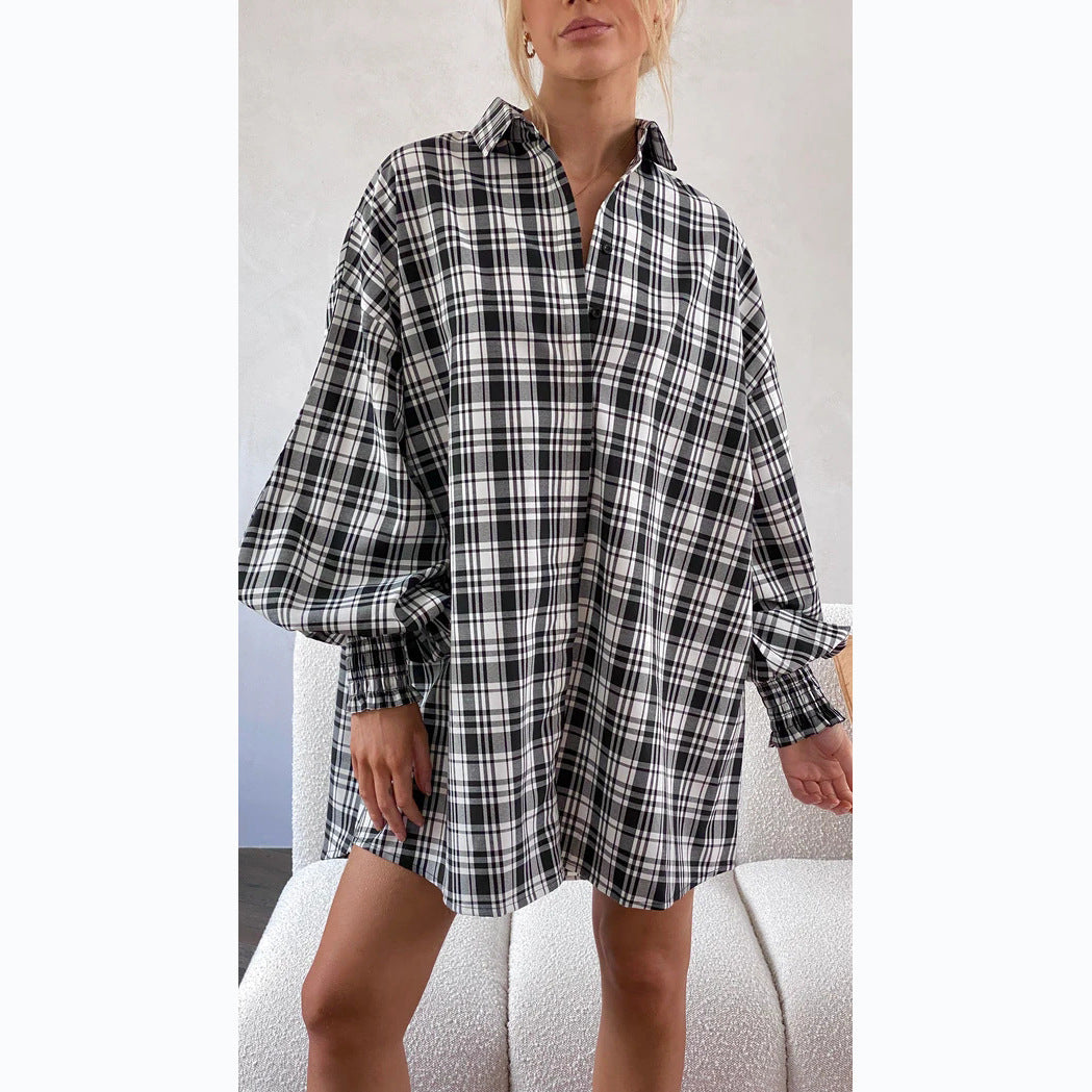 Women's Checked Oversized Shirt with Casual Cut Lune London