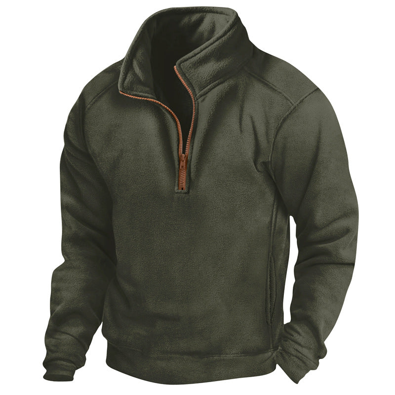 Men's fleece pullover with half zipper and textured design Lisslune