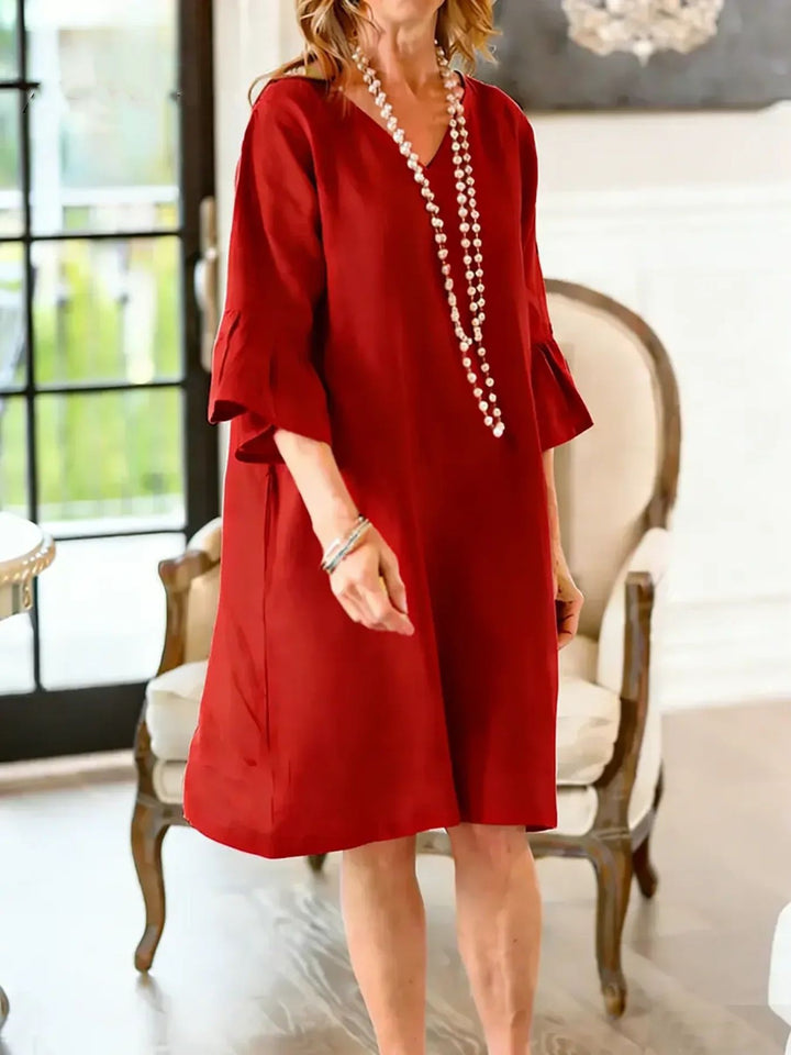 Damen Hüftlanges Freizeitkleid mit modernen Rüschendetails Lisslune