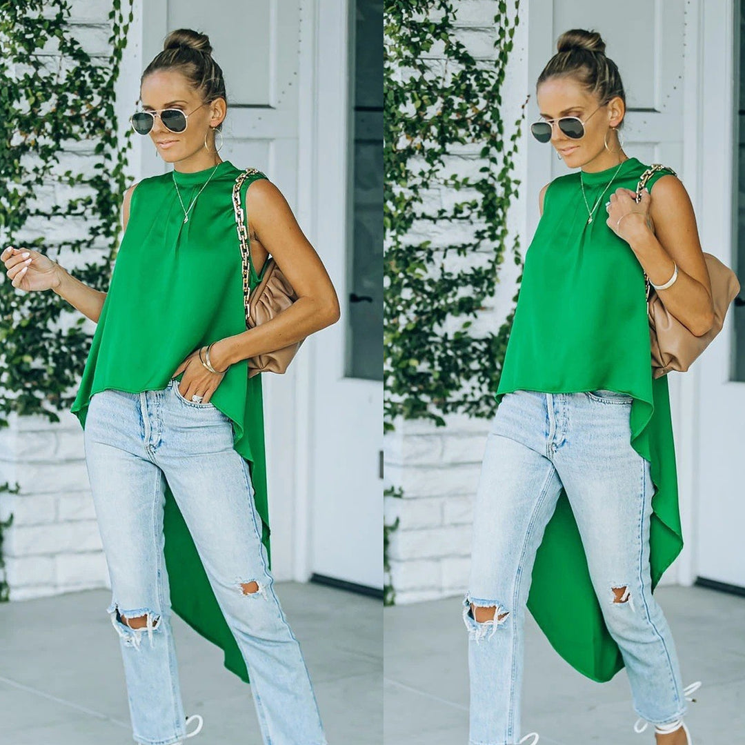 Women's blouse with asymmetrical cut and flowing material Lune London