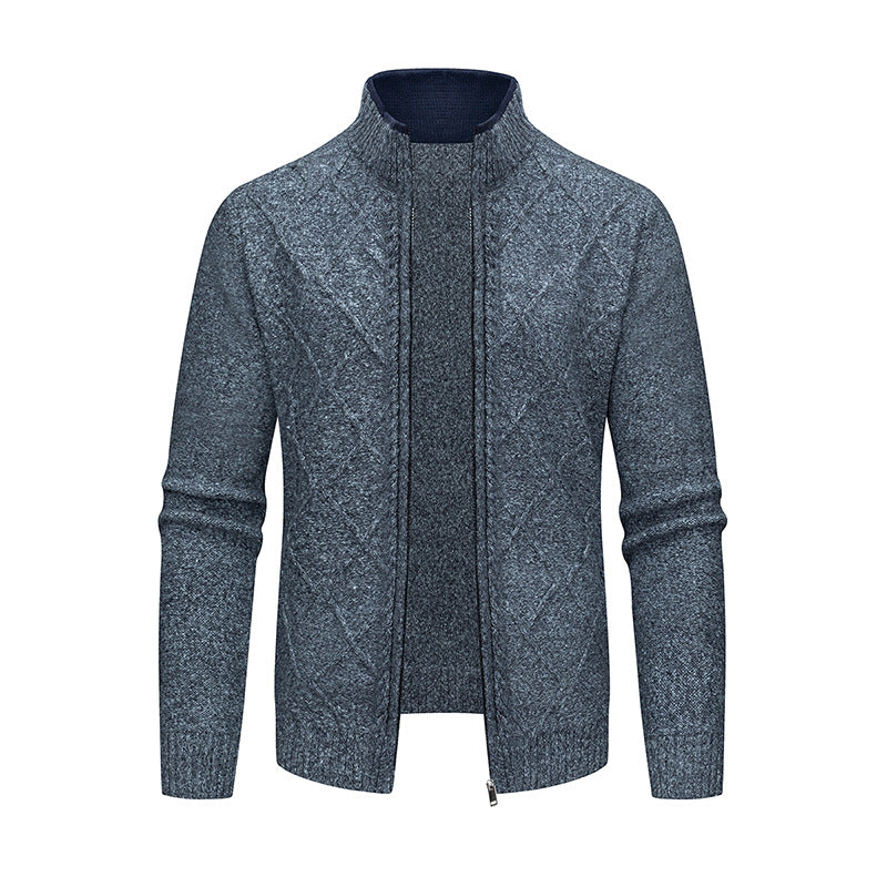Men's Cardigan with Modern Cable Pattern and Zipper Lisslune