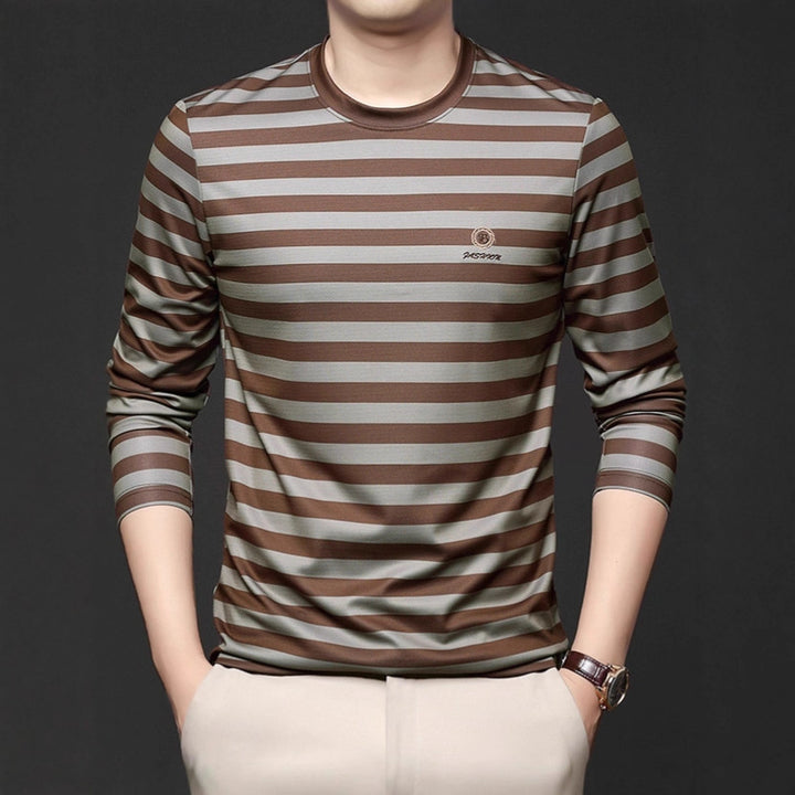 Men's Long Sleeve Shirt with Modern Stripe Pattern Lisslune