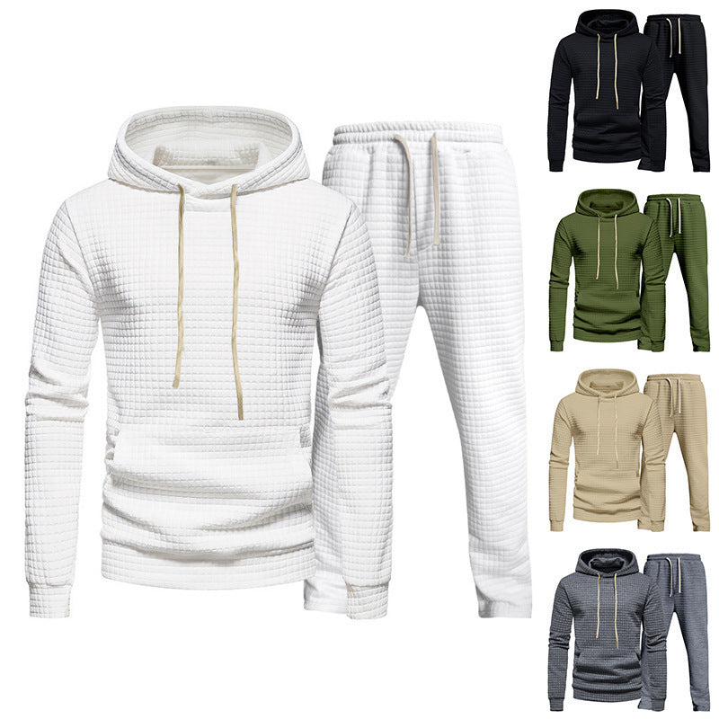 Men's Sporty Hoodie Set with Fashionable Textured Design and Elastic Cuffs Lisslune