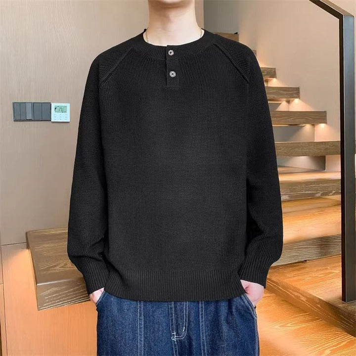 Men's knit sweater with convertible collar and high-quality texture Lisslune