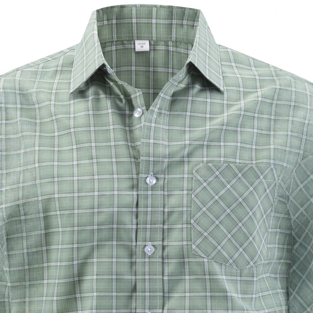 Men's fashionable long-sleeve shirt with checkered pattern Lisslune