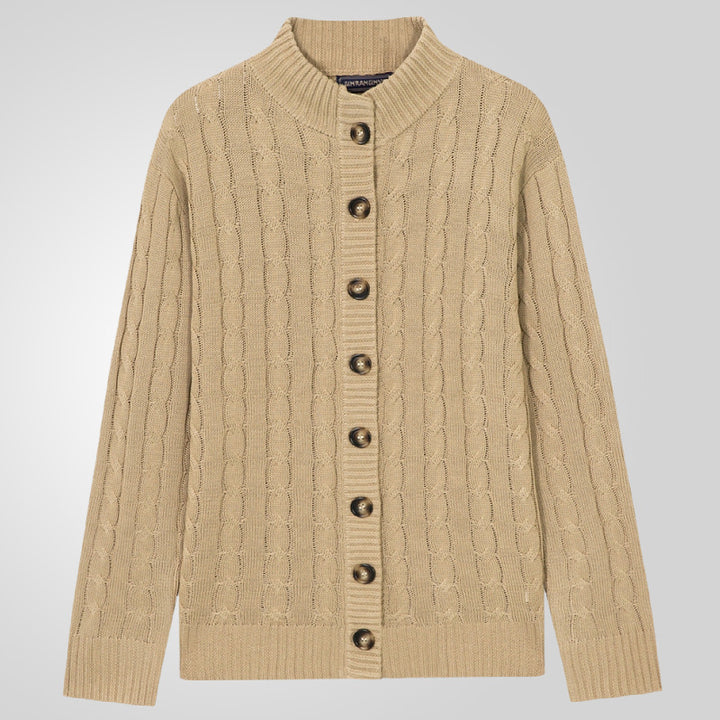Men's cardigan with cable pattern and foldable collar Lisslune