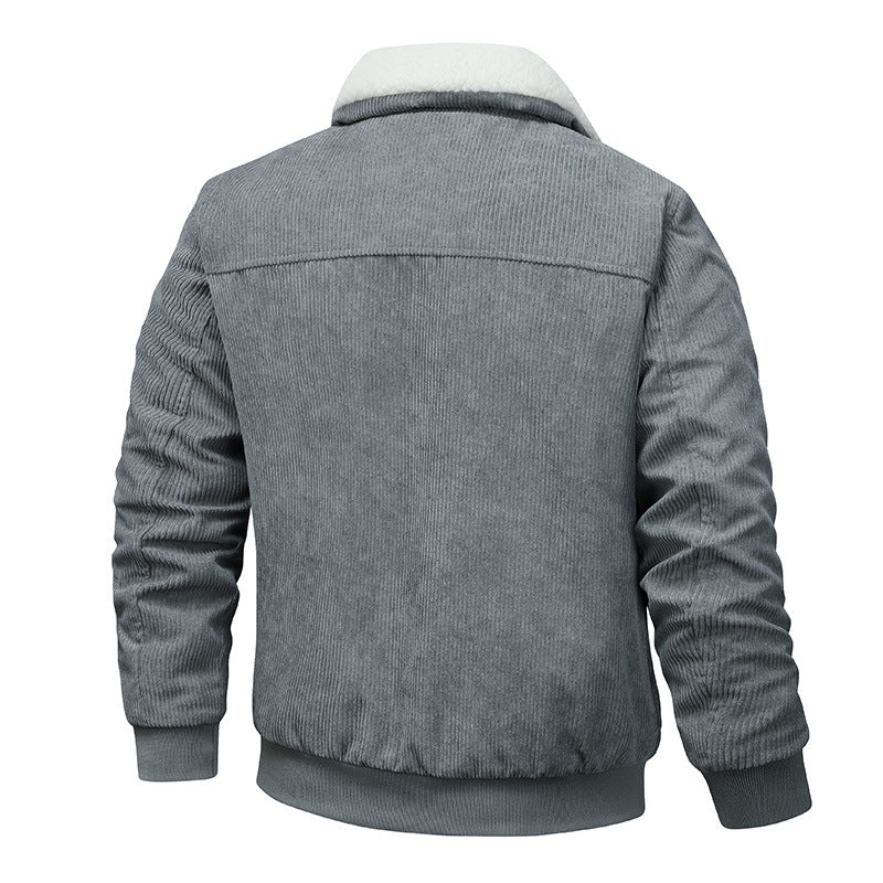 Men's Casual Cord Jacket with Fluffy Inner Lining Lisslune