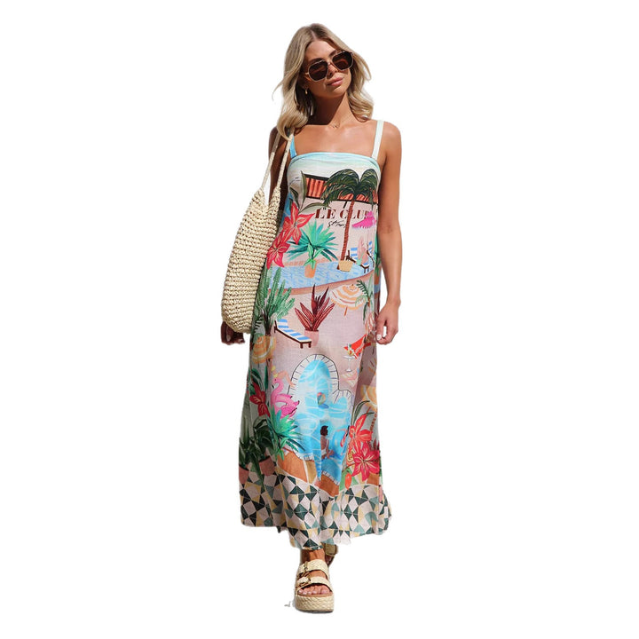 Women's Summer Maxi Dress with Colorful Print and Airy Fit
