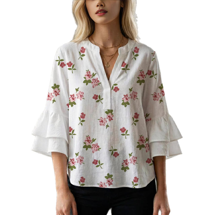 Women's blouse with voluminous ruffled sleeves and modern design Lisslune